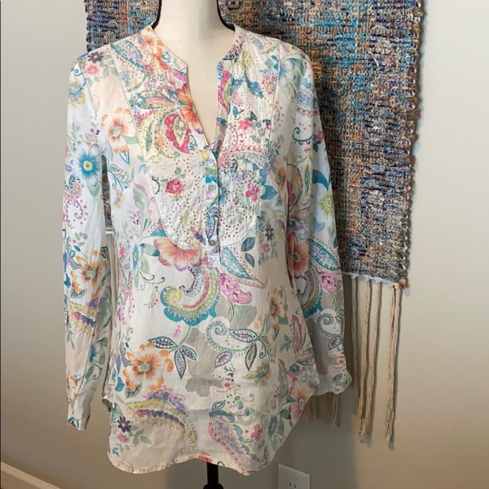 Multi colored linen summer top 🌈